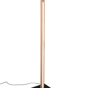 Lampadaire LED Bellari en bois naturel avec variation de 4 intensités par bouton, longueur 115 cm.