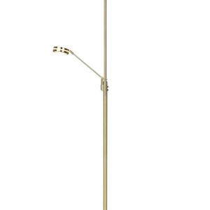 Franklin Lampadaire LED avec Lampe de Lecture en Métal Laiton Satiné avec Réglage d'Intensité Touch Dimmer + Réglage de Lumière Chaude, Naturelle et F