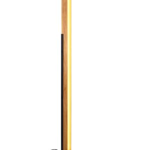 Kerala Lampadaire LED en bois naturel et métal noir, dimmable avec variateur tactile H. 120 cm