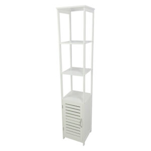 Adelaide - Colonne polyvalente blanche avec 1 porte et 2 étagères - 30x30xH156 cm