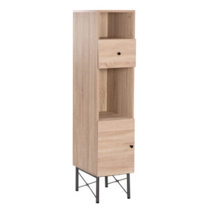 Arcadia - Colonne en bois et métal avec 2 compartiments ouverts + 1 tiroir + 1 porte