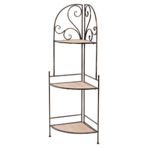 Ruby - Etagère d'angle en bois et métal ancien - 49x36xH122 cm
