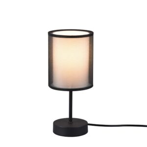 Lampe de table Burton en métal noir avec abat-jour blanc et diffuseur extérieur perforé noir H. 29cm