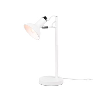 Lampe de table Roxie en métal blanc et chromé, orientable, H. 43 cm