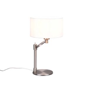 Lampe de table Cassio en métal acier avec abat-jour blanc H. 48cm