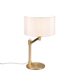 Lampe de table Cassio en métal laiton avec abat-jour blanc H. 48cm