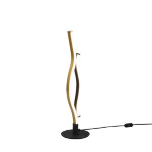 Lampe Blaze LED de table ondulée en métal laiton et noir avec réglage de l'intensité et de la température de couleur de la lumière, avec interrupteur