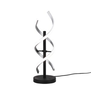 Lampe de table à LED en spirale en métal aluminium et noir avec réglage de l'intensité et de la température de couleur de la lumière, avec interrupteu