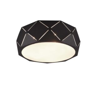Zandor Plafonnier en Métal Noir avec Découpes au Laser et Diffuseur D. 40cm