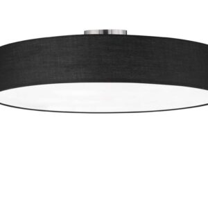 Hôtel Plafonnier Rond 5 Lumières Abat-jour en Tissu Noir et Métacrylate D. 65Cm