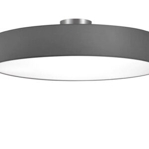 Hôtel Plafonnier Rond 5 Lumières Abat-jour en Tissu Gris D. 65Cm