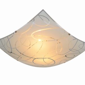 Spirelli Plafonnier Carré en Verre Décor Cercles D. 40X40Cm