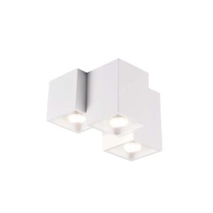 Fernando Plafonnier Métal Blanc Mat 3 Cubes L. 23Cm