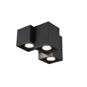 Fernando Plafonnier Métal Noir Mat 3 Cubes L. 23Cm