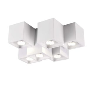Fernando Plafonnier en métal blanc mat 6 cubes L. 37cm