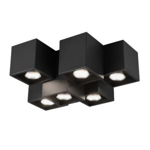 Fernando Plafonnier en métal noir mat 6 cubes L. 37 cm