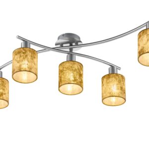 Garda Plafonnier 5 Diffuseurs en Tissu Or L. 75Cm + 44,2Cm