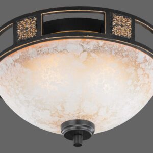 Plafonnier Classique Cinquième Marron+Verre Alabâtre Diamètre 33 cm