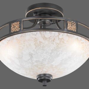 Plafonnier Classique en Marron avec Verre en Albâtre, Diamètre 42 cm
