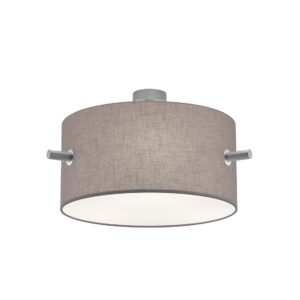 Plafonnier Camden avec abat-jour gris et monture en acier satiné D. 50cm