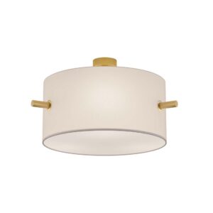 Plafonnier Camden avec abat-jour gris et structure en acier satiné de 50 cm de diamètre.