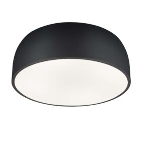Baron Plafonnier Rond en Métal Noir avec Diffuseur Satiné D.52 cm