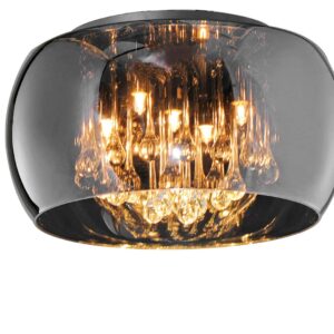 Vapor Plafonnier Verre Chrome Avec Pampilles en Verre Dimmable D. 40Cm