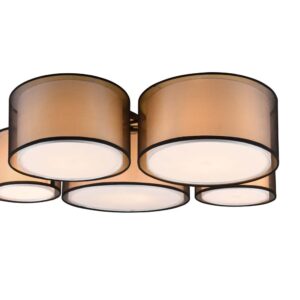 Burton Plafonnier en métal noir avec 5 abat-jours blancs et diffuseurs extérieurs perforés noir D. 90cm