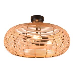 Suspension en rotin naturel avec structure noire D. 50cm