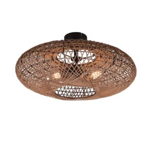 Hedda Plafonnier en Fibre de Sisal Marron avec Monture Noire D. 52cm