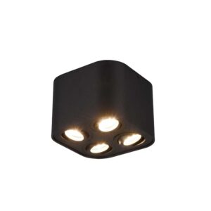 Lampe Cylindre 4 Spots Orientables Noir L. 17,8 X 17,8Cm H. 12,5Cm