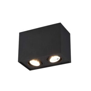 Biscuit Cube Noir 2 Spots Orientables L. 17,8 X 9,6Cm H. 12,5Cm