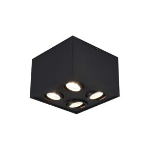 Biscuit Cube Noir 4 Spots Orientables L. 17,8 X 17,8Cm H. 12,5Cm