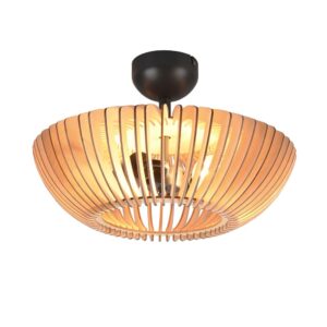 Suspension en bois naturel et métal anthracite D. 40cm