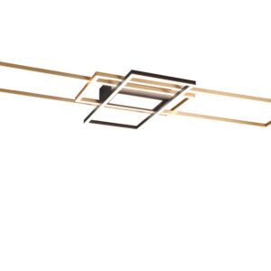 Irvine Plafonnier Led 3 Rectangles en Laiton et Noir avec Lumière Centrale avec Télécommande Multifonction Réglage de l'Intensité et de la Température