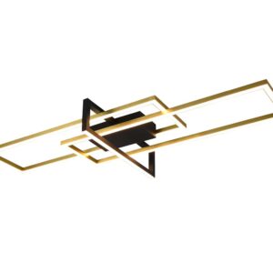 Salinas Plafonnier LED Triple Rectangle Or + Noir Avec Réglage d'Intensité Avec Interrupteur L. 100Cm
