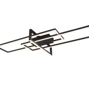 Salinas Plafonnier LED Triple Rectangle Noir avec Réglage d'Intensité et Interrupteur L. 100Cm