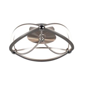 Charivari Plafonnier LED en acier satiné, Ellipse, dimmable avec interrupteur, D. 41 cm.