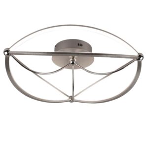 Charivari Plafonnier LED en acier satiné Ellipse, dimmable avec interrupteur, D. 62 cm.