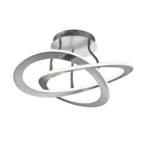 Plafonnier LED Oakland en acier satiné, dimmable avec interrupteur mural D. 53cm