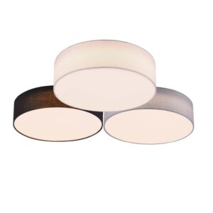 Lustre Lugano à 3 diffuseurs noir, blanc et gris L. 64,5 cm
