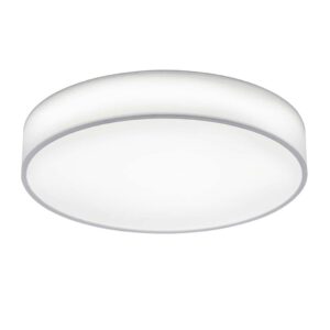 Lugano Plafonnier LED avec diffuseur en tissu blanc et écran blanc, avec télécommande pour régler la lumière chaude et froide et l'intensité, D.60cm.
