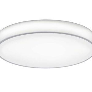 Lustre Lugano à LED avec abat-jour en tissu blanc et écran blanc, avec télécommande pour régler la luminosité chaude et froide et l'intensité, D.75cm.