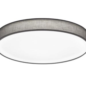 Lugano Plafonnier LED avec abat-jour en tissu gris et écran blanc, avec télécommande pour régler la lumière chaude et froide et l'intensité, D.75cm.