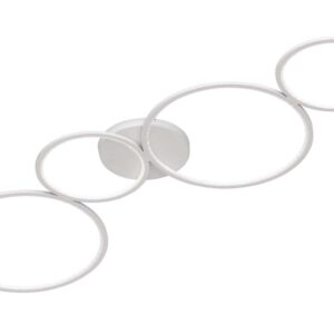 Rondo Plafoniera Led 4 Cercles en Métal Blanc Mat avec Variation d'Intensité avec Interrupteur Mural L. 95Cm