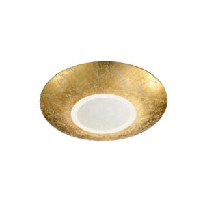 Chiros Plafonnier LED rond en métal doré avec diffuseur, D. 32cm