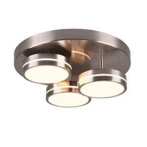 Franklin Plafonnier LED 3 Diffuseurs Circulaires en Acier Réglage d'Intensité avec Interrupteur Mural D. 35cm