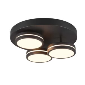 Franklin Plafonnier LED 3 Diffuseurs Circulaires Anthracite Réglage d'Intensité avec Interrupteur Mural D. 35cm