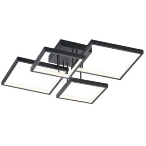 Sorrento Plafonnier Led 4 Carrés Noir Avec Réglage d'Intensité Avec Interrupteur L.52X52Cm