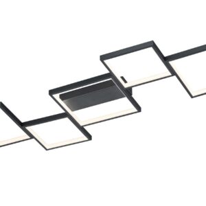 Sorrento Plafonnier LED Rectangulaire 5 Carrés Noir avec Réglage d'Intensité et Interrupteur L.120Cm